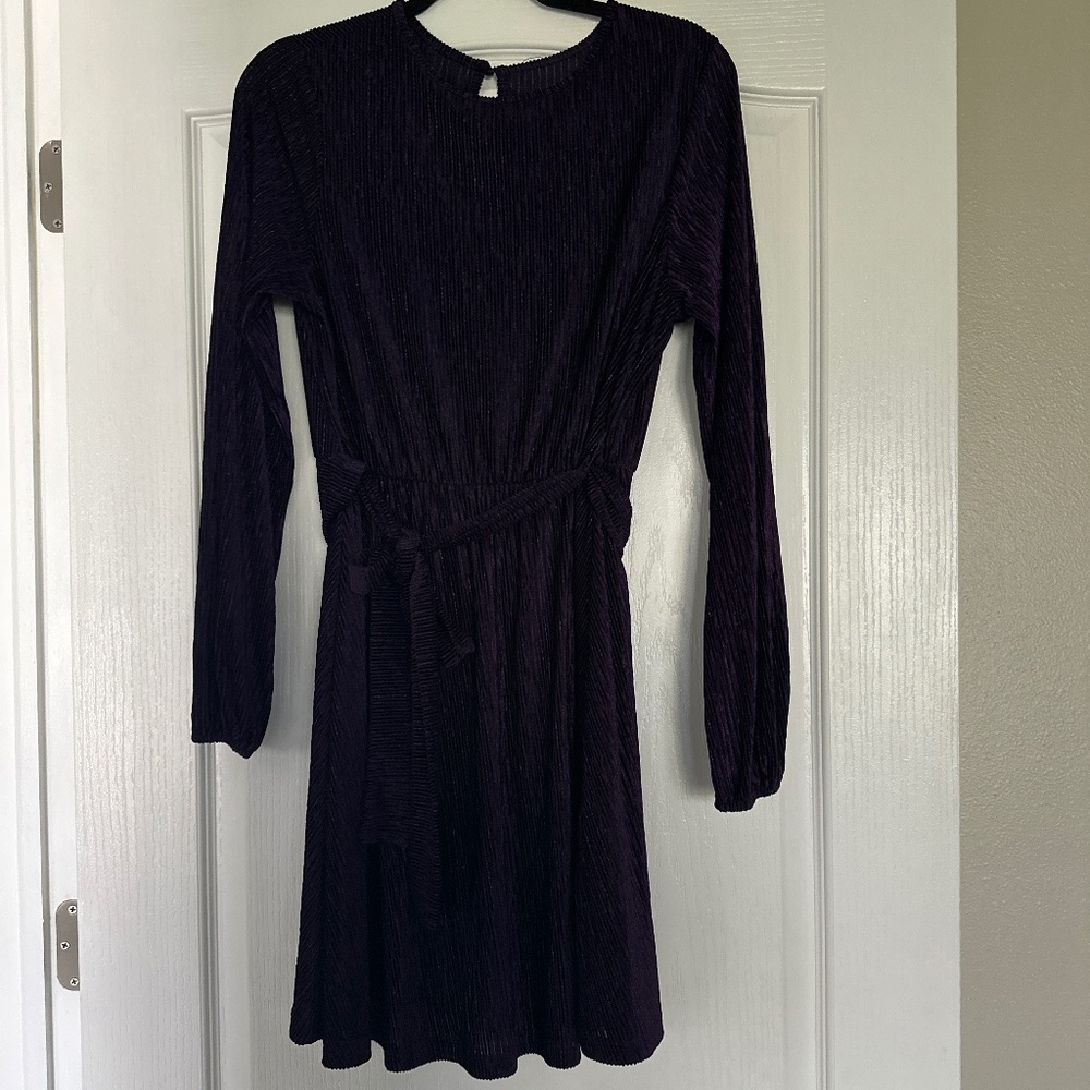 Purple, long sleeve midi dress